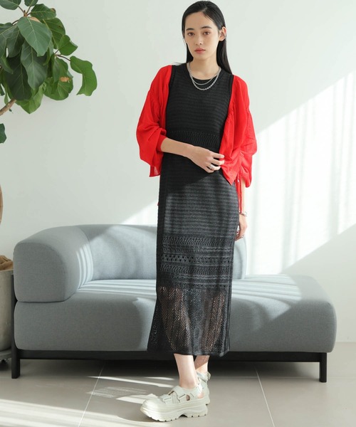 カーディガン シャーリングシアーニットカーディガン レディース LADYMADE カーディガン シャーリングシアーニットカーディガン