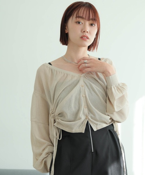 カーディガン シャーリングシアーニットカーディガン レディース LADYMADE カーディガン シャーリングシアーニットカーディガン