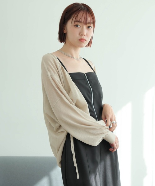 カーディガン シャーリングシアーニットカーディガン レディース LADYMADE カーディガン シャーリングシアーニットカーディガン
