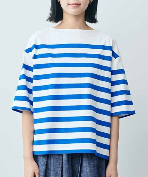 tシャツ ＴＨＲＥＥ　ＦＩＦＴＹ　ＳＴＡＮＤＡＲＤ　クルーネックのパネルボーダーＴシャツ レディース THREE FIFTY STANDARD クルーネックのパネルボーダーTシャツの会