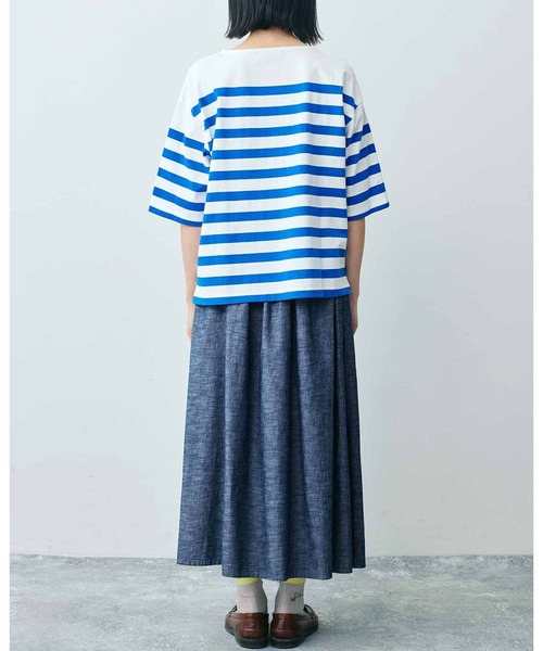 tシャツ ＴＨＲＥＥ　ＦＩＦＴＹ　ＳＴＡＮＤＡＲＤ　クルーネックのパネルボーダーＴシャツ レディース THREE FIFTY STANDARD クルーネックのパネルボーダーTシャツの会