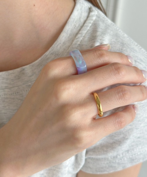 iso（イソ） 指輪 リング クリアマーブルリングセット「アクリル