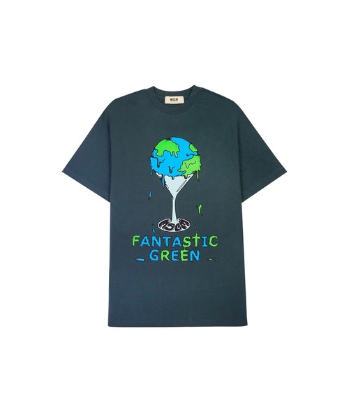 ★MSGM★ファンタスティック グリーン スタジオ フード Tシャツ MSGM“地球やリンゴ”のグラフィック入りTシャツやパーカー