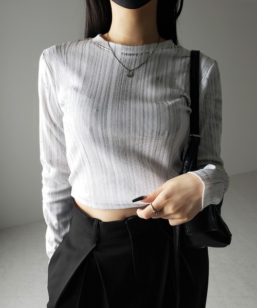 ミー出品　白黒M 首元印刷無し me+em select（ミームセレクト）の「【 3color 】ヴィンテージ