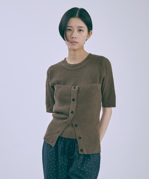 ニット セーター Boucle Lace Knit Top＆Rib Bustier Set レディース