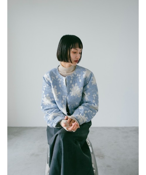 sahara コート アウター Jacquard Collarless Jacket/ジャガードカラー 