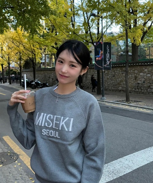 ニット セーター Misekiseoul logo knit レディース メンズ Miseki SEOUL ニット セーター Misekiseoul logo knit
