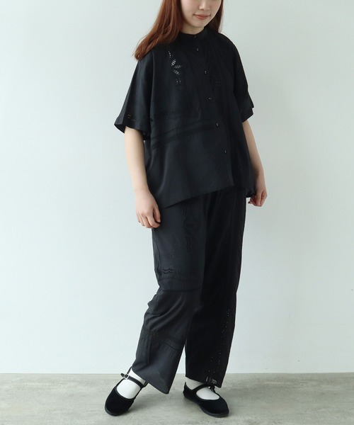 yuni ブラウス シャツ カットワーク刺繍 スクエアブラウス