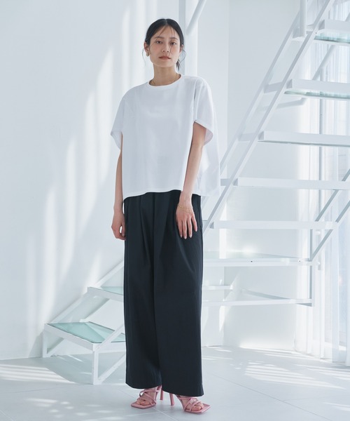 Audrey and John Wad tシャツ クルーネック切替半袖トップス