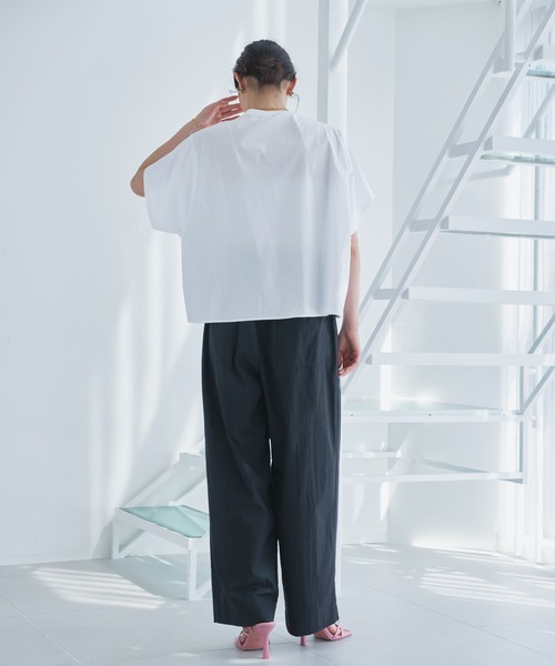 Audrey and John Wad tシャツ クルーネック切替半袖トップス