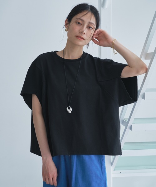 Audrey and John Wad tシャツ クルーネック切替半袖トップス