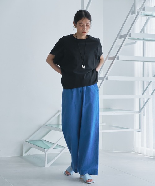 Audrey and John Wad tシャツ クルーネック切替半袖トップス