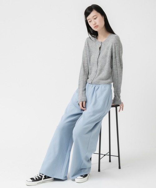 HEILIS カーディガン フラワーカッティングニットカーディガン
