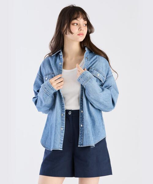 ブラウス シャツ To b. by agnes b. x RED CARD TOKYO Bronx with To b. デニムシャツ レディース
