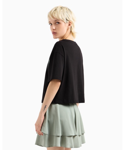 tシャツ 「A|X アルマーニ エクスチェンジ」ビッグロゴ クロップド 半袖クルーネックTシャツ/CROPPED レディース ARMANI EXCHANGE tシャツ 「A|X アルマーニ エクスチェンジ