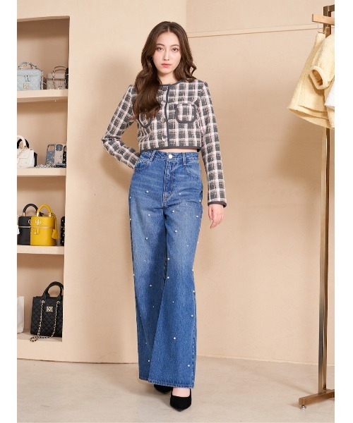 「Darich」 ツイードジャケット FREE グレー レディース_画像6