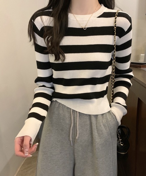 ボーダーリブニット 2025107_2025107DK_Cathie_Sweat