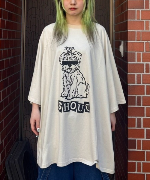 tシャツ SHOUT PUPPY OVER SIZE RAGLAN トップス レディース メンズ