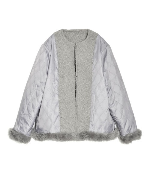 「Re:EDIT」 ノーカラージャケット MEDIUM グレー レディース_画像7