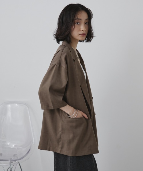 ヤマダヤ　vin Ample リネンライクハーフスリーブジャケット新品 Aunt Marie's ブラウス シャツ リネンライクハーフスリーブ