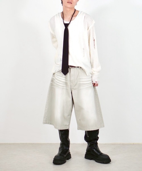 Chikashitsu+ ジーンズ 「Chikashitsu＋」8-length bermuda