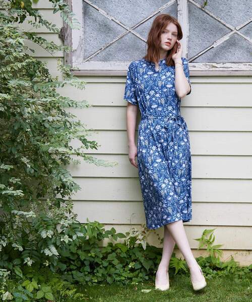 【bluebell ✨】❤️ローラアシュレイ✨サイズ2✨シルク混ワンピース WEB限定／洗える】ハニーボーン柄 ワンピース