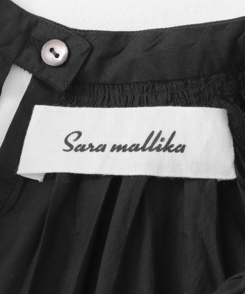 ブラウス シャツ sara mallika COTTON BORDER GATHER LACE TOP
