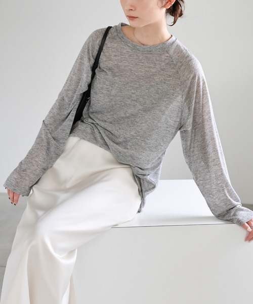 select MOCA tシャツ シアーラグランロングスリーブTシャツ
