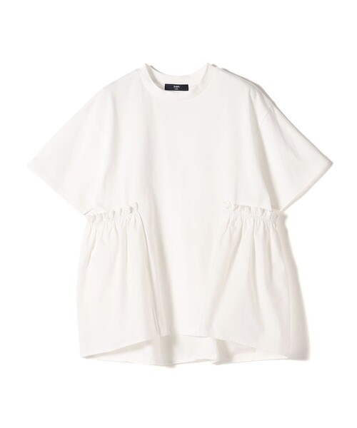 tシャツ SHIPS Colors:「手洗い可能」ドッキング ペプラム ショートスリーブ トップス レディース SHIPS Colors tシャツ Colors:「手洗い可能」ドッキング