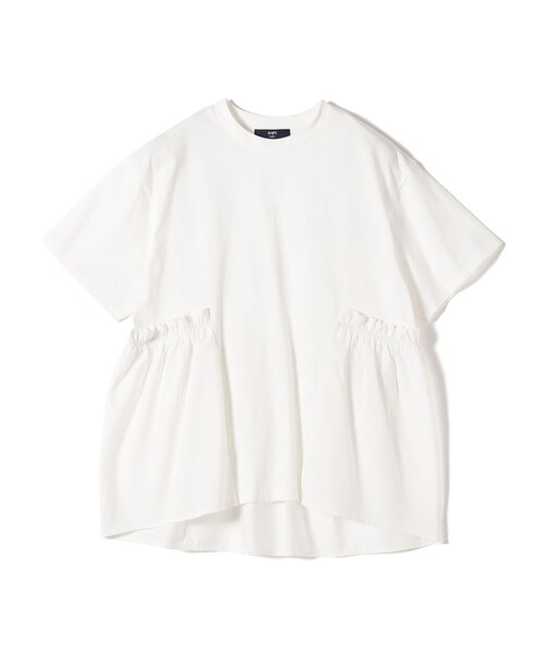 美品✨華やぐバルーンスリーブぺプラムトップスときれいなスリットパンツのセット Fit more フラワー刺繍バルーンスリーブペプラムトップス