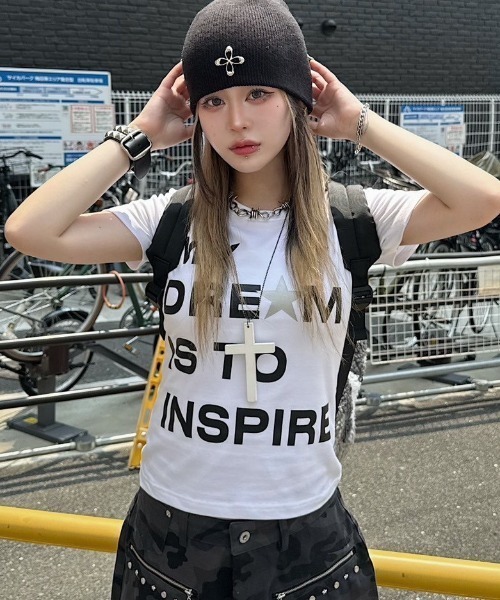 tシャツ 「SETUP‐EXE」DREM PIERCING TOP / 「セットアップエグゼ」ドリームピアス半袖Tシャツ レディース
