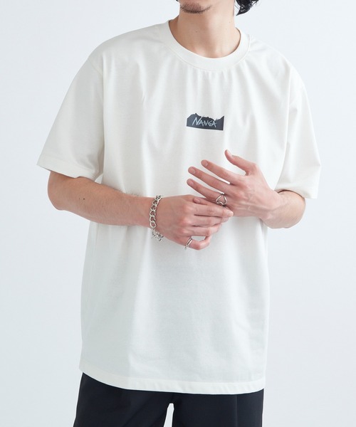 NANGA Tシャツ ホワイト メンズ NANGA（ナンガ） tシャツ 「NANGA」ECO HYBRID MT LOGO TEE メンズ