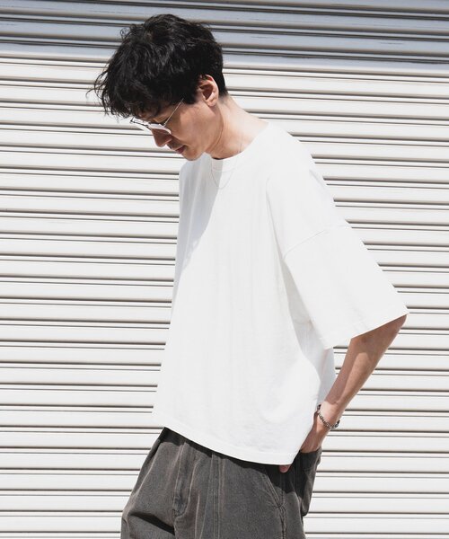 【HTH】 グリッタークロップドTシャツ ホワイト JOURNAL STANDARD tシャツ ルーズフィット クロップドTシャツ