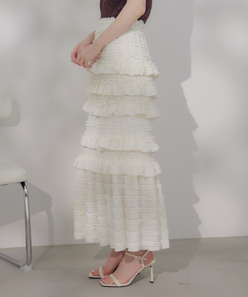 ここ♡ フランシュリッペ　ピンタックティアードスカート セール】チュールフリルティアードスカート（スカート）｜ROPE