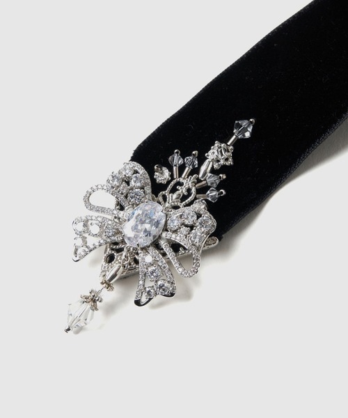 TanakaDaisuke ベルベットリボン　ビジュー　黒 未開封 crystal silver tip velvet long ribbon – tanakadaisuke