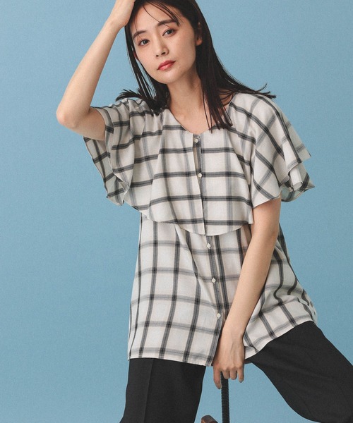 ブラウス シャツ frayline check shirt レディース Te chichi ブラウス シャツ チェックラインフリルブラウス