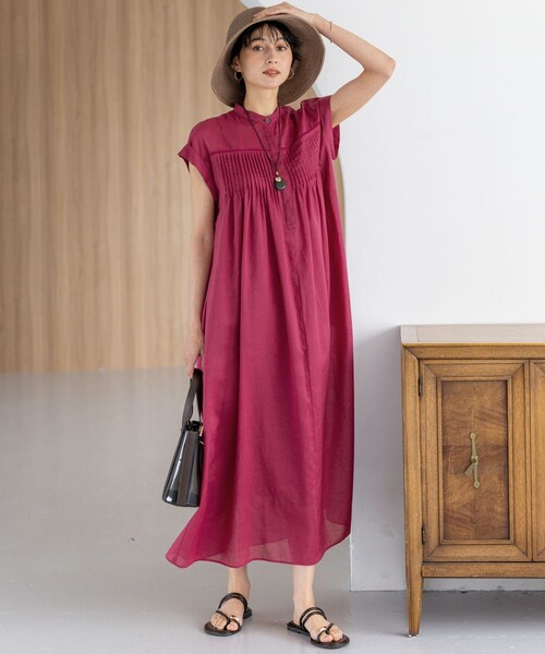 今期自由区✳︎シアーラミーローンフレンチスリーブ ワンピース38✳︎ベージュ 23区（ニジュウサンク） ワンピース 「一部店舗限定/接触冷感/洗える