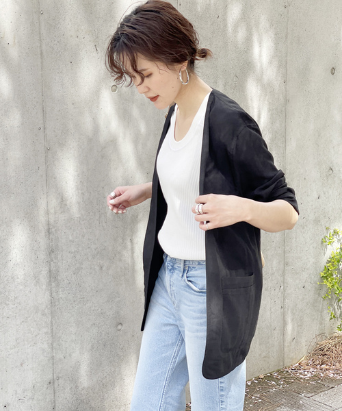 「Spick & Span」 ノーカラージャケット 36 ブラック レディース