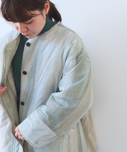 ダウンコート ダウンジャケット コットンナイロン evodown 流し染 ジャケット レディース