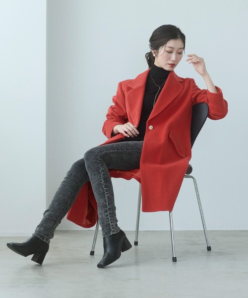 アンゴラ混ロングコート●未使用タグ付●定価10万円 レッキスファー 日本製 XL sankyo shokai ラビット ダブルフェイス ロングコート ラクーン