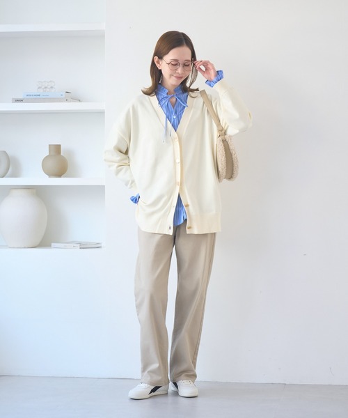 美品ROPEロペ  ラクーンVネックロングカーディガン　ベージュ38 ROPE' PICNIC（ロペ ピクニック） カーディガン Vネックフォルム
