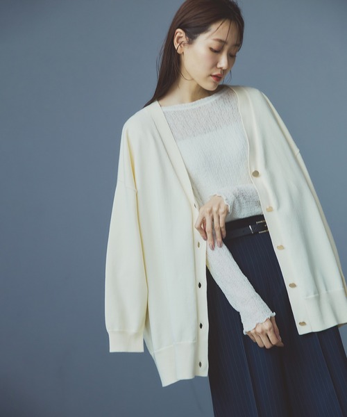 美品ROPEロペ  ラクーンVネックロングカーディガン　ベージュ38 美品ROPEロペ ラクーンVネックロングカーディガン ベージュ38 【公式通販】