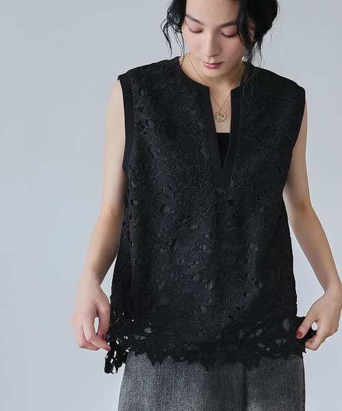 ELFRANK ブラウス シャツ セットアップ対応 ケミカルレース
