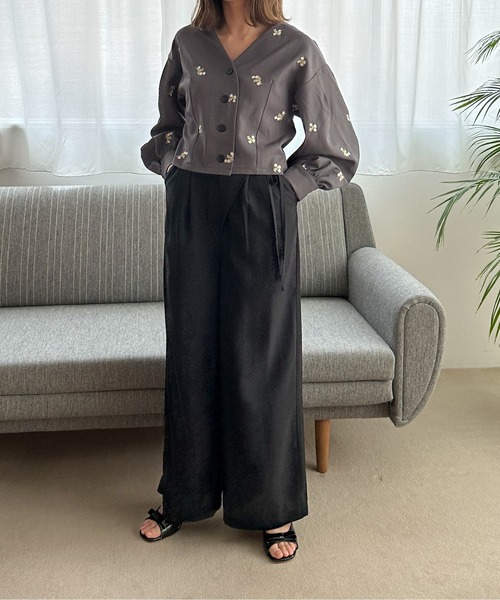 PILIT ブラウス シャツ 刺繍クロップドブラウス レディース : ZOZOTOWN
