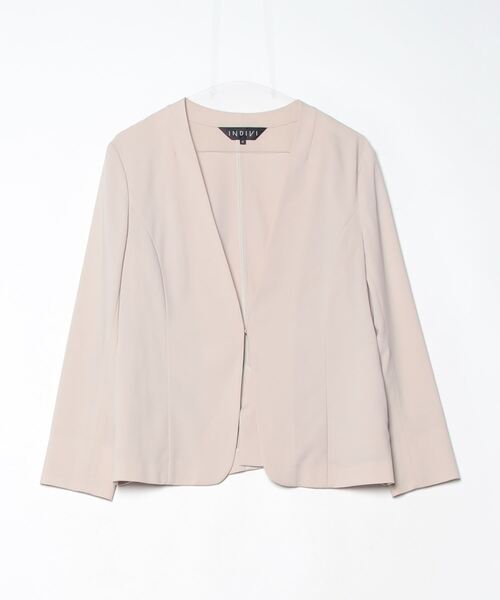 INDIVI（インディヴィ） ノーカラージャケット 41 ベージュ レディース
