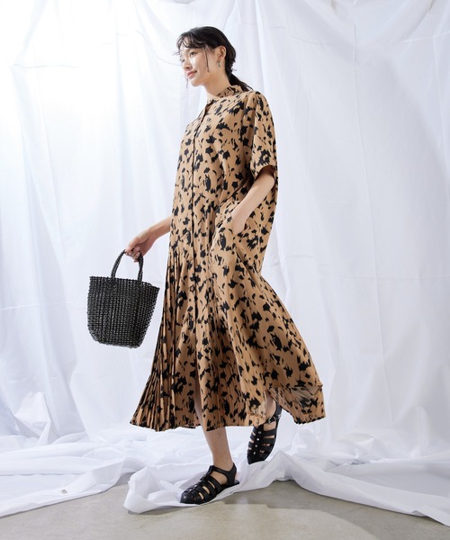 「ear PAPILLONNER」 「sumi style」半袖ワンピース FREE キャメル レディース_画像3