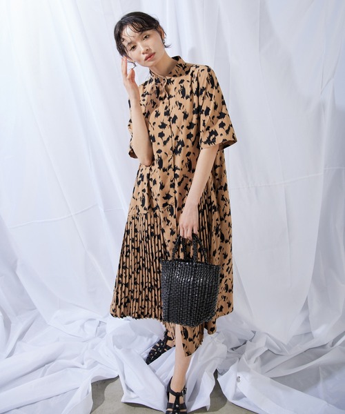 「ear PAPILLONNER」 「sumi style」半袖ワンピース FREE キャメル レディース_画像4