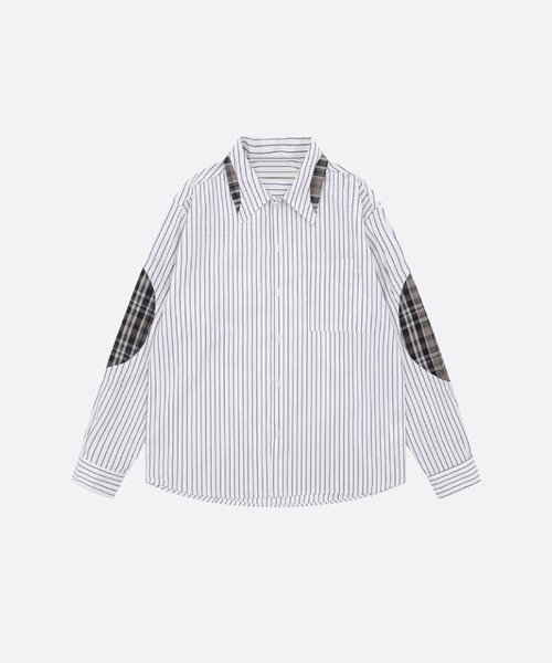 U：UME（ユーム） シャツ Check Stitching Stripe Shirt メンズ
