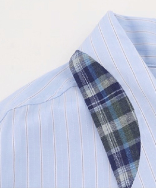 U：UME（ユーム） シャツ Check Stitching Stripe Shirt メンズ
