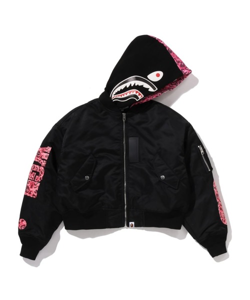 ジャケット・アウター 00s A BATHING APE bomber jacket A BATHING APE* SHARK BOMBER JACKET ブラック 送料込 (A BATHING APE